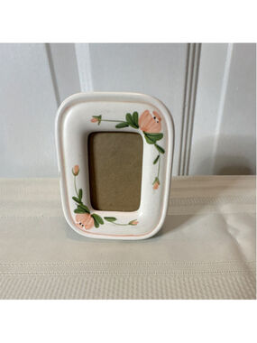 Summit Collection Ceramic Floral Photo Frame White Pink Green 1989 Rectangle